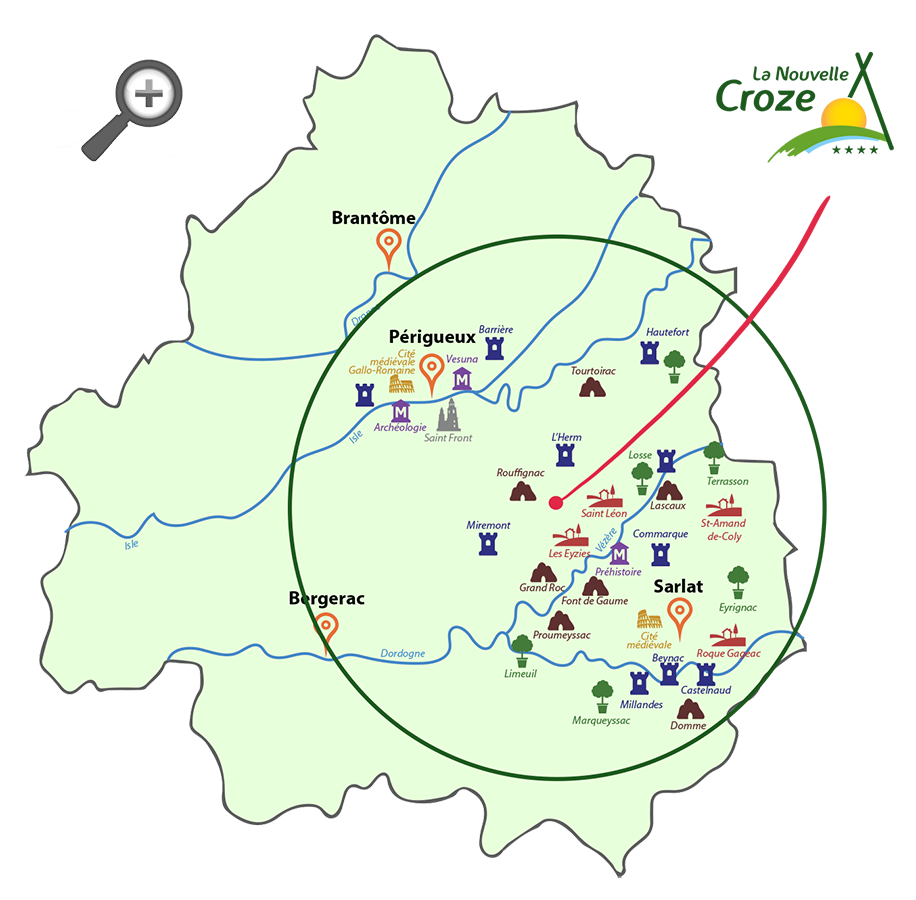 Carte Dordogne camping Rouffignac