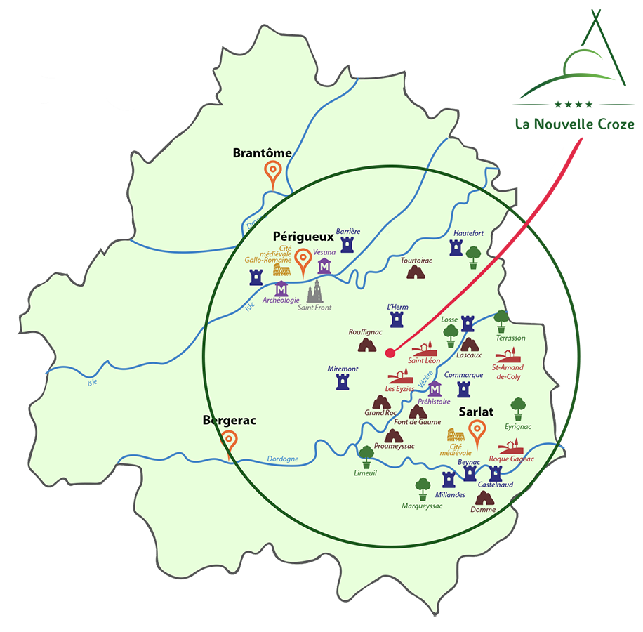 Carte Dordogne camping Rouffignac